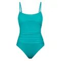 Hilor Women's One Piece Swimsuit Shirred Tummy Control Swimwear Classic Slimming Bathing Suits Monokini, Bluebird Blue, 16