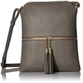 DELUXITY Lightweight Medium Crossbody Bag with Tassel, Grey, One Size