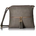 DELUXITY Lightweight Medium Crossbody Bag with Tassel, Grey, One Size