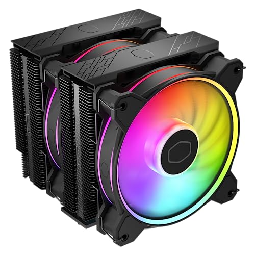 Cooler Master Hyper 622 Halo Black Dual Tower CPU Air Cooler, Halo² Fan, Dual Loop ARGB, Aluminum Top Cover, 6 Heat Pipes, 154mm (H), AMD Ryzen AM5/AM4, Intel LGA1700/1200 (RR-S4KK-20PA-R1)