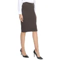 Urban Coco Women's Elastic Waist Stretch Bodycon Midi Pencil Skirt, Brown, Medium