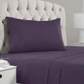Mellanni Bed Sheet Set - Brushed Microfiber 1800 Bedding - Wrinkle, Fade, Stain Resistant - 3 Piece (Twin, Purple)