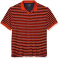 Nautica Men's Big Classic Fit Short Sleeve 100% Cotton Stripe Soft Polo Shirt, orange poppy, 5X-LargeT Tall