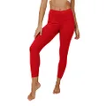 90 Degree By Reflex Ankle Length High Waist Power Flex Leggings - 7/8 Tummy Control Yoga Pants, Fiery Red, 3X