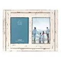 PRINZ Homestead 5-Inch by 7-Inch Distressed Wood Collage Picture Frame for Two Photos, White