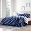 LINENSPA All Season Hypoallergenic Down Alternative Microfiber Comforter, Full, Blue/White