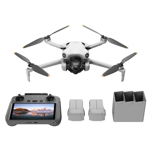 DJI Mini 4 Pro Fly More Combo Plus with DJI RC 2 (Screen Remote Controller), Folding Mini-Drone with 4K HDR Video Camera for Adults, 2 Extra Intelligent Flight Batteries Plus for 45-Min Flight Time