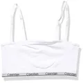 Calvin Klein Girls' Cotton Blend Bandeau Training Bra Bralette, Single - Classic White, X-Large