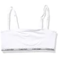 Calvin Klein Girls' Cotton Blend Bandeau Training Bra Bralette, Single - Classic White, X-Large