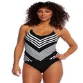 La Blanca Women's V-Neck Halter Tankini Swimsuit Top, Black//fine line, 4