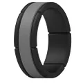 ThunderFit Silicone Rings for Men 1 Ring - Middle Layer Rubber Wedding Bands(Grey-Black, 7.5-8 (18.2mm))