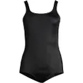 Lands' End Women's Long Chlorine Resistant Scoop Neck Soft Cup Tugless Sporty One Piece Swimsuit, Black, 4