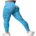 YEOREO Women Seamless Camo Leggings High Waisted Gym Yoga Pants Blue L