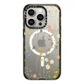 CASETiFY Impact Case for iPhone 15 Pro [4X Military Grade Drop Tested / 8.2ft Drop Protection/Compatible with Magsafe] - Flower Prints - Dreamy Floral Pattern - Clear Black