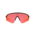 Oakley Men's Oo9465 Sutro Lite Sweep Rectangular Sunglasses, Matte Carbon/Prizm Trail Torch, 39 mm