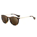 SUNGAIT Vintage Round Sunglasses for Women Men Classic Retro Designer Style, Polarized Brown Lens/Leopard Frame (Glossy Finish), free size