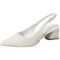 Franco Sarto Womens Racer Slingback Low Block Heel Pointed Toe Pump, Putty Cream Leather, 5