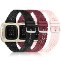 YAXIN 3 Pack Slim Sport Bands Compatible with Fitbit Sense/Fitbit Versa 3 Band/Versa 4 Bands/Fitbit Sense 2 for Women,Soft Silicone Lace Replacement Wristbands for Fitbit Versa Smart Watch