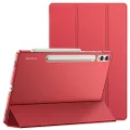 JETech Case for Samsung Galaxy Tab S9 Plus 12.4-Inch, Translucent Back Tri-Fold Stand Protective Tablet Cover, Support S Pen Charging, Auto Wake/Sleep (Red)