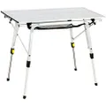 Portal Outdoor Folding Portable Picnic Camping Table with Adjustable Height Aluminum Roll Up Table Top Mesh Layer