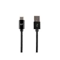 Monoprice USB 2.0 Type-C to Type-A Charge and Sync Nylon-Braid Cable - 6 Feet - Black, Fast Charging, Aluminum Connectors, Stay Synced - Palette Series