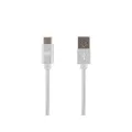 Monoprice USB 2.0 Type-C to Type-A Charge and Sync Nylon-Braid Cable - 6 Feet - White, Fast Charging, Up to 3 Amps/60 Watts - Palette Series