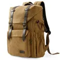 BAGSMART Camera Backpack, DSLR Camera Bag, Waterproof Camera Bag Backpack for Photographers, Fit up to 15" Laptop with Rain Cover and Tripod Holder, Khaki