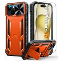 FNTCASE for iPhone 14/13 Phone-Case: for iPhone Apple 14/13 | Military Grade Dropproof Cell Phone Cover with Kickstand & Slide | Heavy Duty Rugged Phonecase Bumper Textured(Orange)