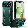 FNTCASE for iPhone 14/13 Phone-Case: for Apple iPhone 14/13 | Military Grade Dropproof Cell Phone Cover with Kickstand & Slide | Heavy Duty Rugged Phonecase Bumper Textured(Green)