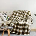 NEWCOSPLAY Buffalo Plaid Throw Blanket Soft Flannel Fleece Checker Pattern Warm Decorative Blanket for Bed Couch 350GSM (White/Army Green, Throw(50"x60"))