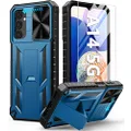 for Samsung Galaxy A14 5G Case: Protective Rugged Military Drop Proof Galaxya14 Cell Mobile Cover with Kickstand | Shockproof TPU Matte Textured Tough Hybrid Bumper Cases for Samsunga14 Phone - Blue