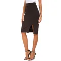 Urban Coco Women's Knee Length Stretch Pencil Skirt High Waisted Bodycon Midi Straight Skirt, Brown, Medium
