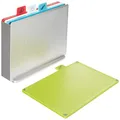 Joseph Joseph 60131 Index Plastic Cutting Board Set with Storage Case Color-Coded Dishwasher-Safe Non-Slip, Small, Silver
