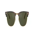 Ray-Ban RB3016F Clubmaster Square Asian Fit Sunglasses, Mock Tortoise Gold/Green, 55 mm