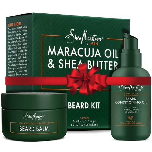 SheaMoisture Beard Oil & Beard Balm - Beard Kit for Men w/Maracuja & Fair Trade Organic Shea Butter, Dry Beard Oil, Softener & Conditioner (2 Piece Set)