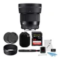 Sigma 56mm f/1.4 DC DN Contemporary Lens for Sony E with 64GB Extreme PRO Bundle