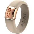 RinFit Silicone & Metal Wedding Rings for Women. (Silicone-Nude & Metal-Ligth Rose Gold. #SM05_Size 8)