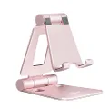 Nulaxy Dual Folding Cell Phone Stand, Fully Adjustable Foldable Desktop Phone Holder Cradle Dock Compatible with Phone 15 14 13 12 11 Pro Xs Xs Max Xr X 8, Nintendo Switch, All Phones - Rose Gold
