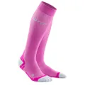 CEP Women's Ultralight Compression Tall Run Socks Electric Pink/Light Grey Size 4