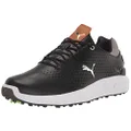 PUMA GOLF Men's Ignite Articulate Leather Golf Shoe, Black/Silver, 12