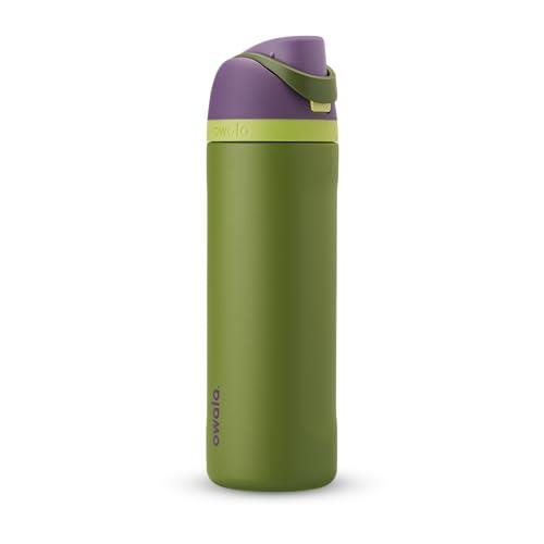 Owala FreeSip Insulated Stainless Steel Water Bottle with Straw for Sports and Travel, BPA-Free, 24-oz,(Purple/Green) Hulk