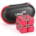 Lifidea Aluminum Alloy Metal Infinity Cube Fidget Cube (5 Colors) Handheld Fidget Toy Desk Toy with Cool Case Infinity Magic Cube Relieve Stress Anxiety ADHD OCD for Kids and Adults (Red)