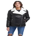 Levi's Women's Breanna Puffer Jacket (Standard and Plus Sizes), Black Faux Fur Trimmed Moto, Medium