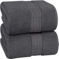 Utopia Towels - Luxurious Jumbo Bath Sheet 2 Pack - 600 GSM 100% Cotton Highly Absorbent and Quick Dry Extra Large Bath Towel - Super Soft Hotel Quality Towel (35 x 70 Inches, Grey)