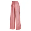 Made By Johnny Women's Pleated Wide Leg Palazzo Pants with Drawstring, Wb1484_pink, One Size
