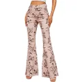 Women's Stretch Flare Jeans Casual Wide Leg Denim Trousers 70s Classic Denim Flare Pants, 863/Light Pink, 14