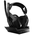 ASTRO Gaming A50 Wireless Gaming Headset + Charging Base Station, Gen 4, Dolby Audio, Game/Voice Balance Control, 2.4 GHz Wireless, 9 m range for PS5, PS4, PC, Mac - Black/Silver