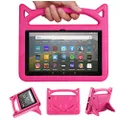 All-New Fire HD 8 Plus Tablet Case,Fire HD 8 Case (10th Generation, 2020 Release), Riaour Light Weight Shock Proof Handle Friendly Stand Kid-Proof Case for All-New Fire HD 8 Tablet Cover (Rose)