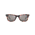 Ray-Ban Rb2140f Original Wayfarer Low Bridge Fit Square Sunglasses, Pink Havana/Polarized Clear Gradient Dark Grey, 52 mm
