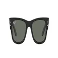 Ray-Ban RB0840sf Mega Wayfarer Low Bridge Fit Square Sunglasses, Black/Green Polarized, 52 mm